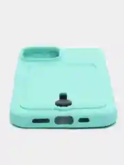 Бирюзовый чехол силиконовый для iPhone 7/8/SE/11/12/13/14/15/Plus/Pro Max, с карманом для карты