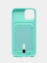 Бирюзовый чехол силиконовый для iPhone 7/8/SE/11/12/13/14/15/Plus/Pro Max, с карманом для карты