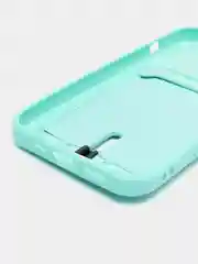 Бирюзовый чехол силиконовый для iPhone 7/8/SE/11/12/13/14/15/Plus/Pro Max, с карманом для карты