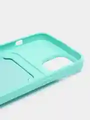 Бирюзовый чехол силиконовый для iPhone 7/8/SE/11/12/13/14/15/Plus/Pro Max, с карманом для карты