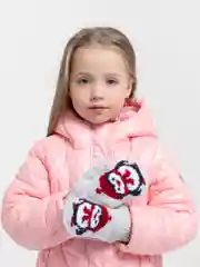 Варежки двойные детские, цвет серый/пингвин, размер 16 (9-12 лет)