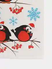 Наклейки новогодние для окон, снегири новогодний декор