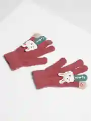 Бордовый детские перчатки утепленные, с зайчиком