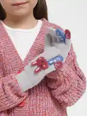 Серый детские перчатки утепленные, с зайчиком