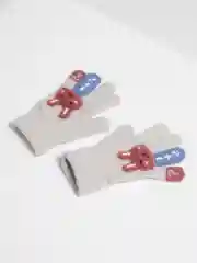 Серый детские перчатки утепленные, с зайчиком