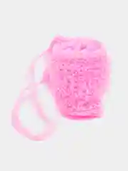 Розовый мочалка для тела вязаная, массажная, двусторонняя, с ручками