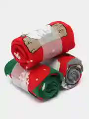 Алый носки новый год с новогодним принтом, для всей семьи в подарок, в наборе, мужские и женские