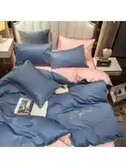 Голубой комплект постельного белья "Менси Жатка" 1,5 спальное, сатин, жатка, пододеяльник,простынь