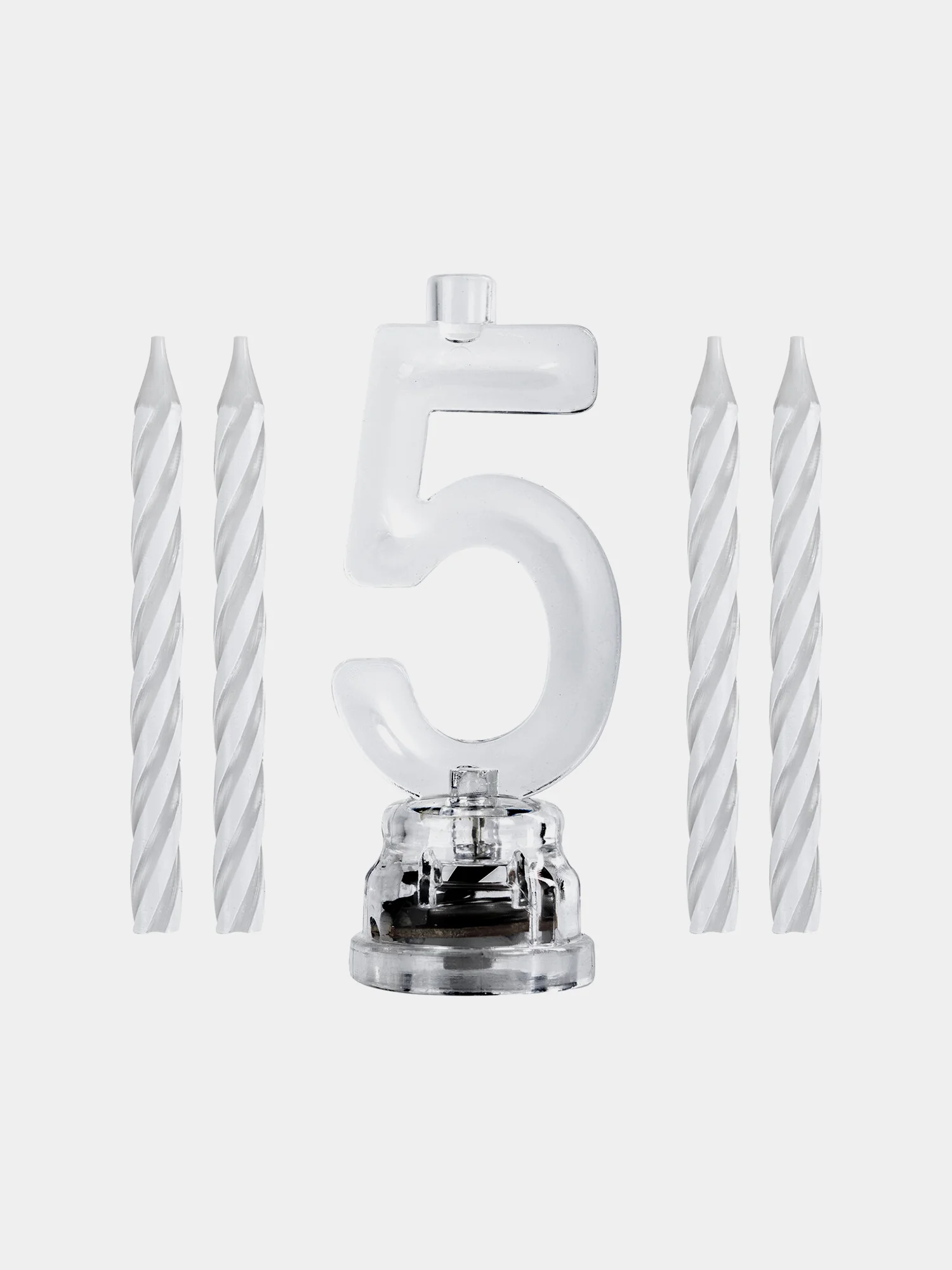 Цифра-подсвечник "5" светодиодная, ЗОЛОТАЯ СКАЗКА, в наборе 4 свечи 6 см, 1 батарейка