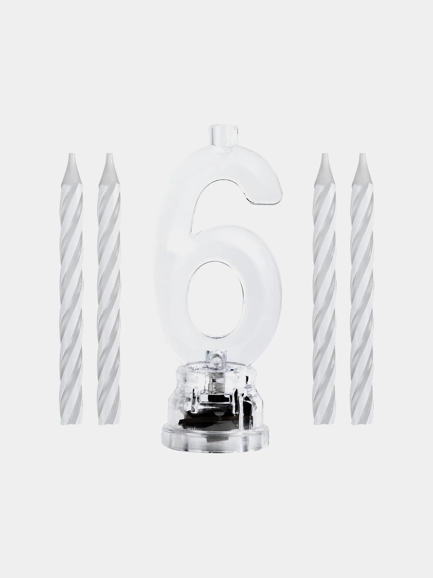 Цифра-подсвечник "6" светодиодная, ЗОЛОТАЯ СКАЗКА, в наборе 4 свечи 6 см, 1 батарейка