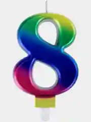 Свеча-цифра для торта "8" "Радужная", 9 см, ЗОЛОТАЯ СКАЗКА, с держателем, в блистере