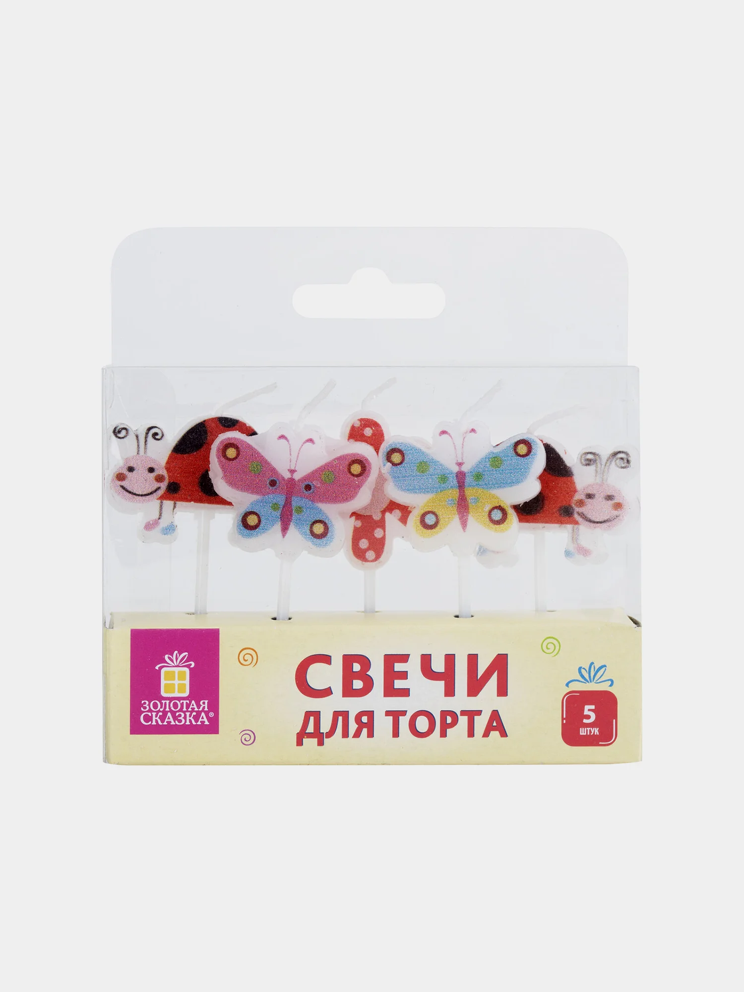 Свечи фигурные для торта на шпажках "Бабочки, божьи коровки", 5 шт, 2,5х3 см