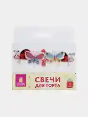 Свечи фигурные для торта на шпажках "Бабочки, божьи коровки", 5 шт, 2,5х3 см