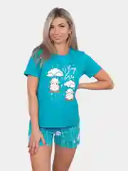 Бирюзовый пижама женская с шортами