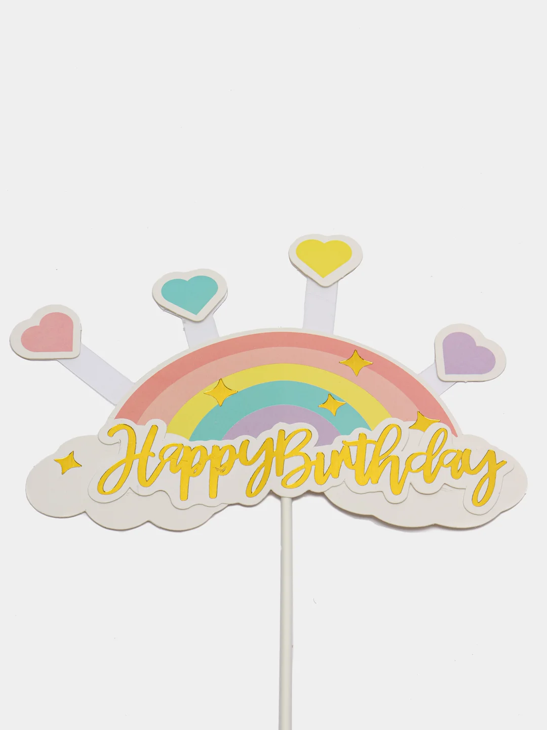 Красный топперы для торта, цветов, подарков  "С днем рождения. Happy birthday"