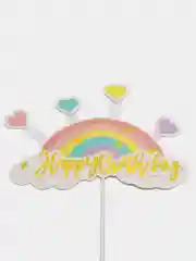Красный топперы для торта, цветов, подарков  "С днем рождения. Happy birthday"