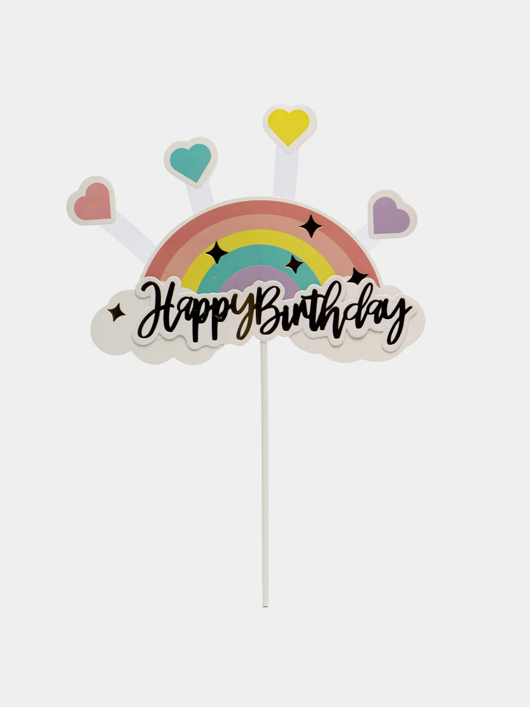 Красный топперы для торта, цветов, подарков  "С днем рождения. Happy birthday"