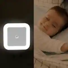 Белый светодиодный ночник с датчиком света LED, белый с включением от розетки