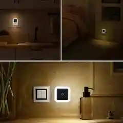 Синий светодиодный ночник с датчиком света LED, белый с включением от розетки