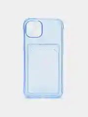 Голубой чехол для iPhone с карманом для карт