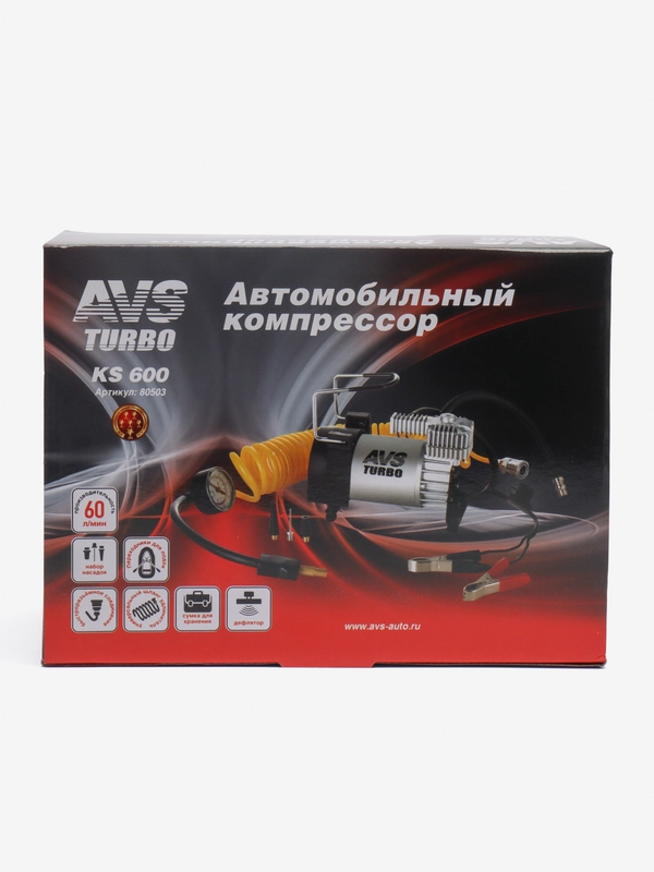 Компрессор автомобильный AVS KS600, 12 В, 23 А, 60 л/мин
