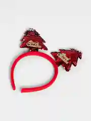 Коралловый новогодний обдок на голову дед мороз, рога, елка, звезды