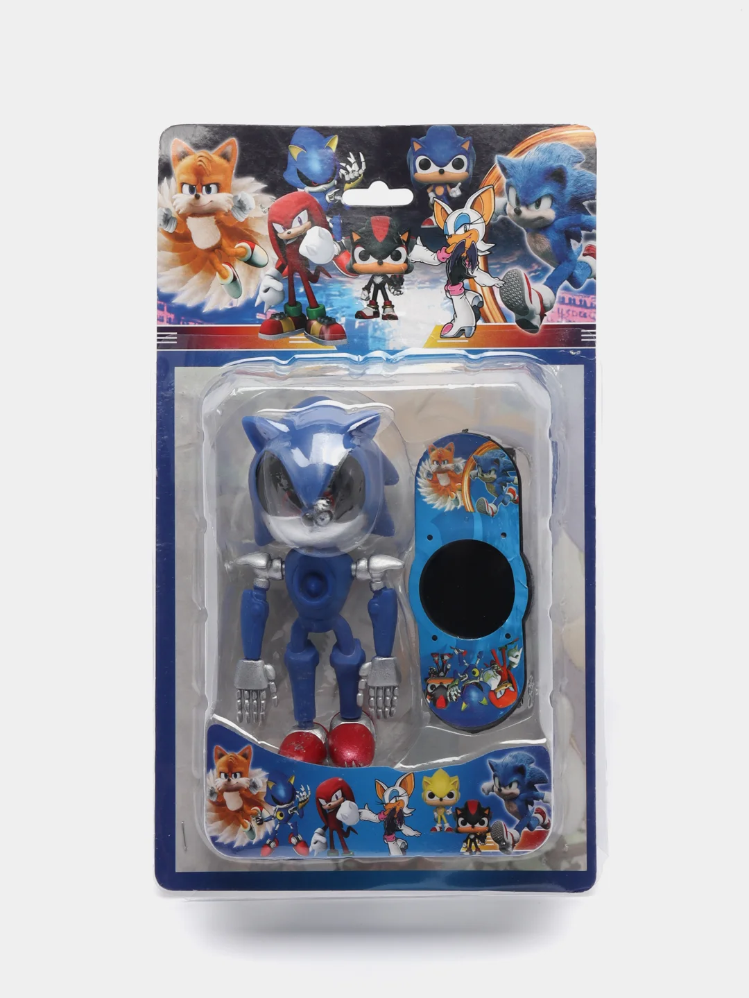 Синий игрушка "Соник со скейтбордом"