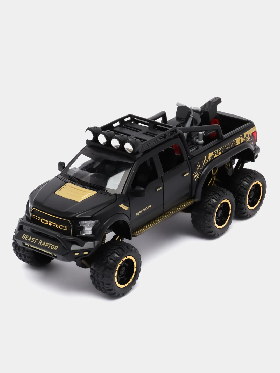 Черный машина металлическая полиция Форд Раптор (Ford Raptor), инерционная, с озвучкой, 21 см