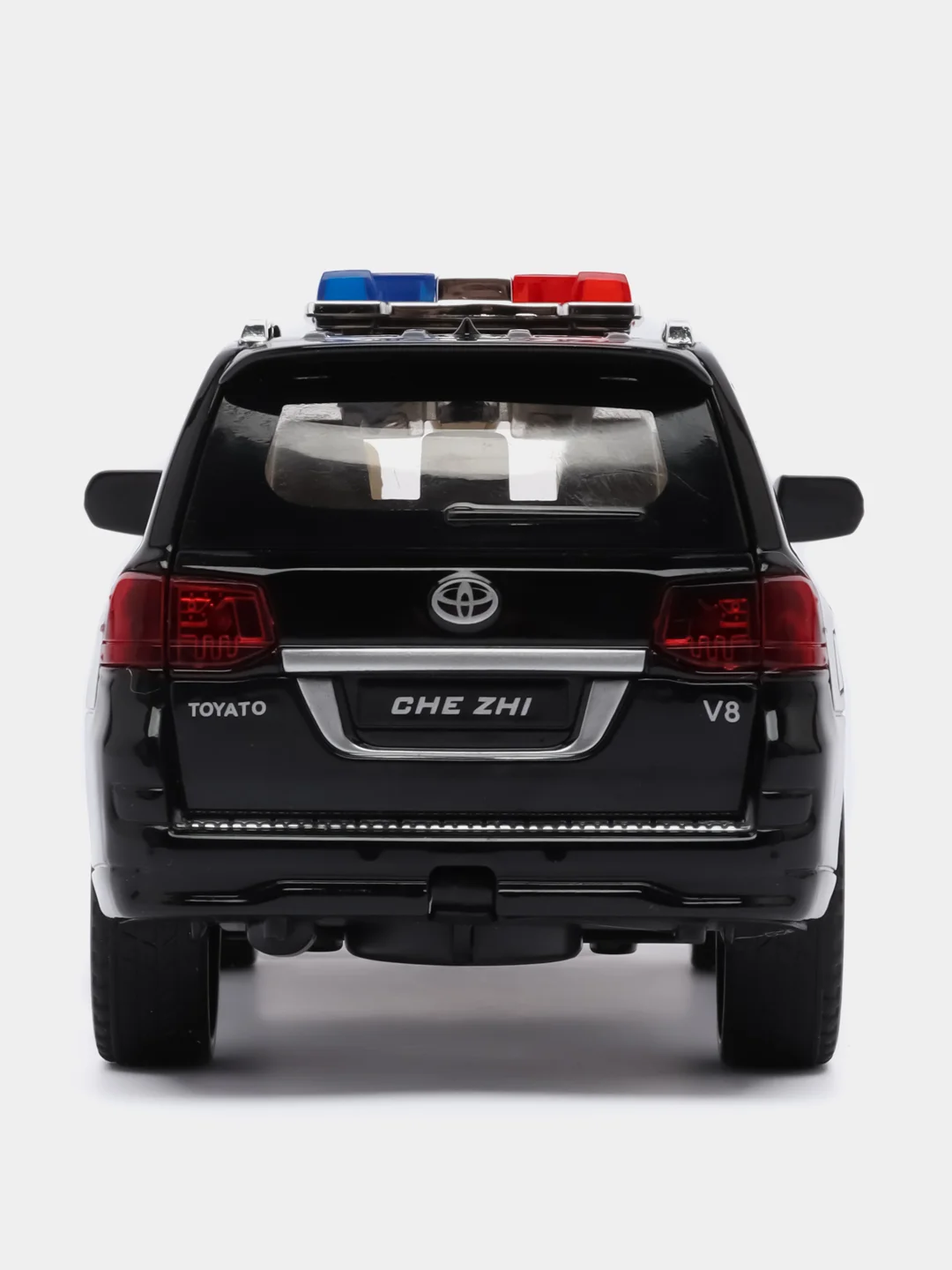 Черный машина металлическая Toyota Land Cruiser полиция, инерционная, с озвучкой, 20 см