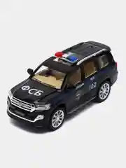 Черный машина металлическая Toyota Land Cruiser полиция, инерционная, с озвучкой, 20 см