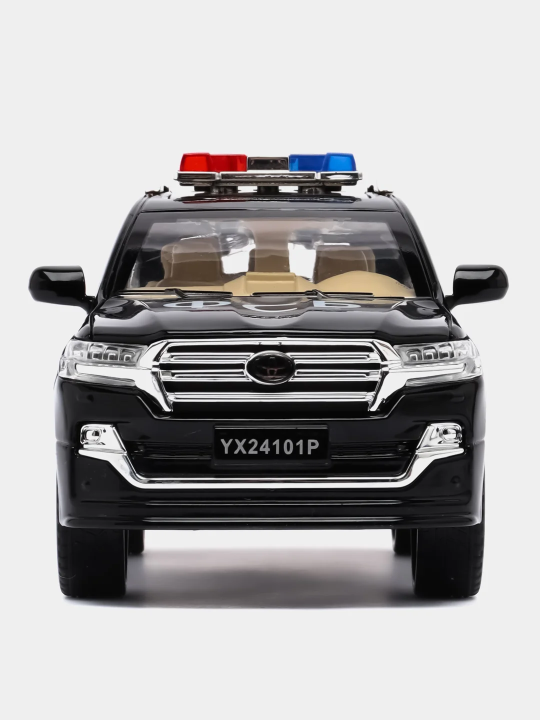 Черный машина металлическая Toyota Land Cruiser полиция, инерционная, с озвучкой, 20 см