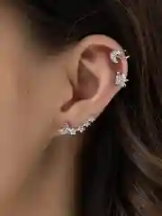 Серебряный серьги кафф из 3шт в комплекте