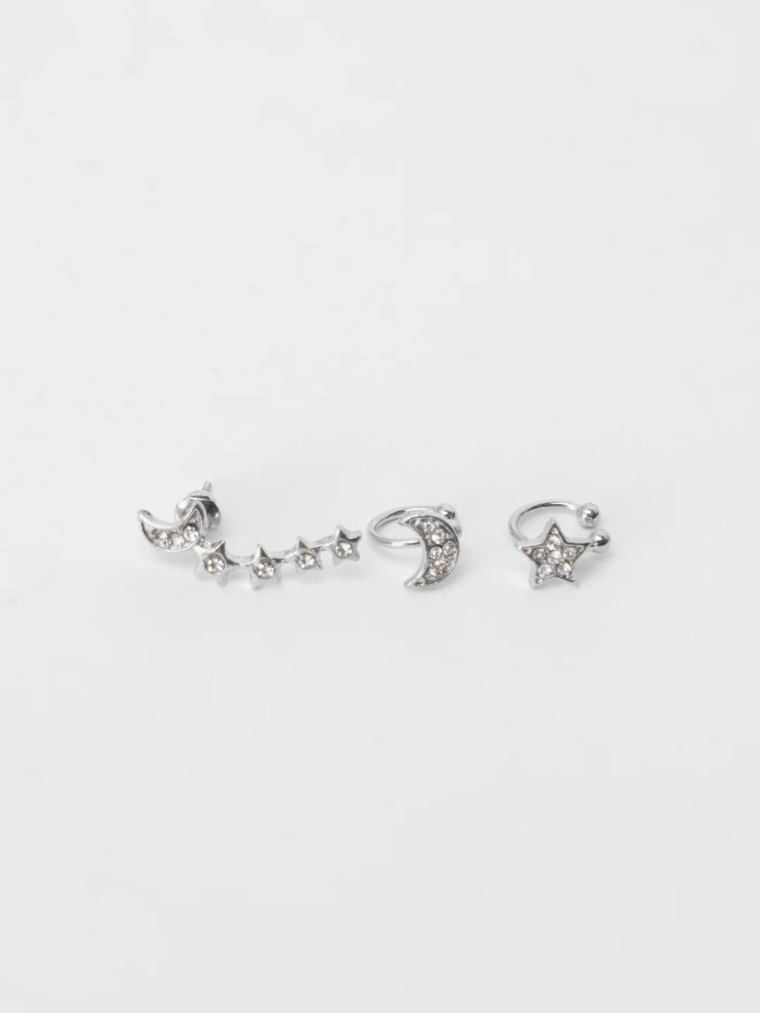 Серебряный серьги кафф из 3шт в комплекте