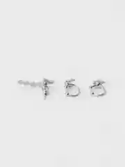 Серебряный серьги кафф из 3шт в комплекте
