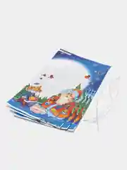 Бирюзовый пакет новогодний фольгированный подарочный, 25*40 см, с ленточками 30 см/Пакет без ручки