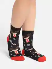 Угольный носки женские новогодние, с принтом