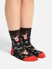 Угольный носки женские новогодние, с принтом
