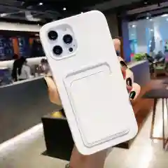Белый чехол для айфон, с карманом для карт 11, 12 PRO MAX, 13