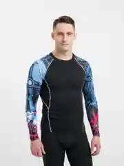 Синий рашгард спортивный мужской, с длинным рукавом