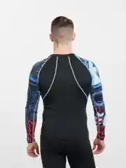 Синий рашгард спортивный мужской, с длинным рукавом