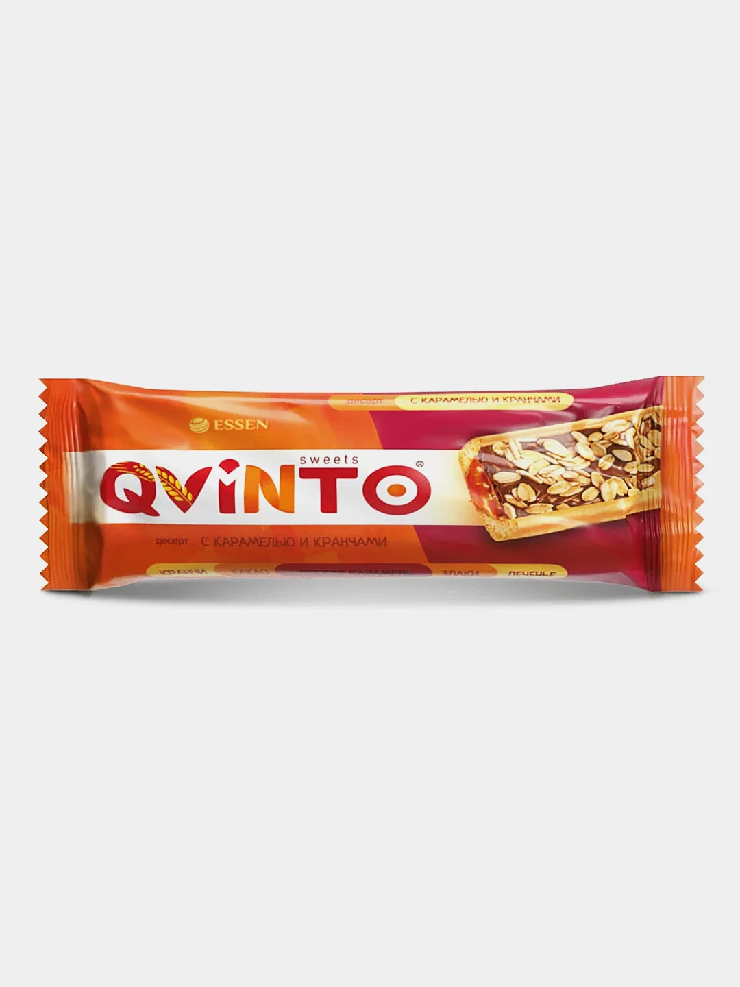 Десерт ESSEN "QVINTO", с карамелью и злаковыми кранчами, 21 х 30 г