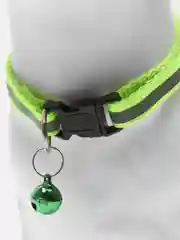 Салатовый ошейник светоотражающий для кошек и собак мелких пород с колокольчиком