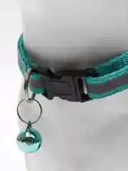 Бирюзовый ошейник светоотражающий для кошек и собак мелких пород с колокольчиком