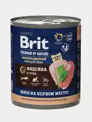 Корм влажный Brit Premium, для взрослых собак всех пород, с индейкой и уткой, 850 г