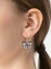Черный серьги бабочки на подвеске