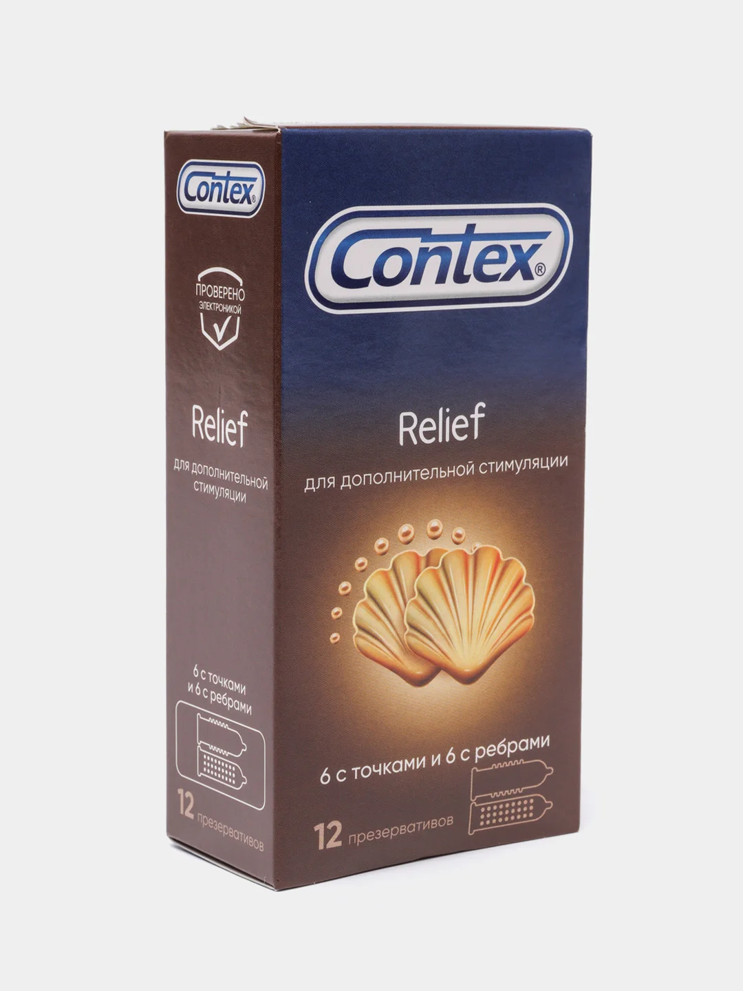Contex Relief Презервативы с 6 ребрами и с 6 точками, 12шт