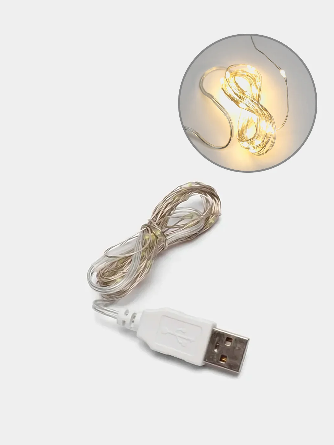 Гирлянда светодиодная USB, гибкая нить Роса