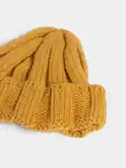 Горчичный шапка бини вязаная, демисезонная, унисекс