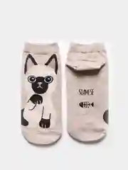 Бежевый носки с кошками, женские, 34-39