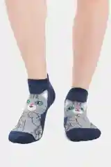 Темно-синий носки с кошками, женские, 34-39